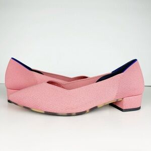 Rothy’s The High Point Tulip Pink Block Heel Feminine Pumps Shoes Size 9.5